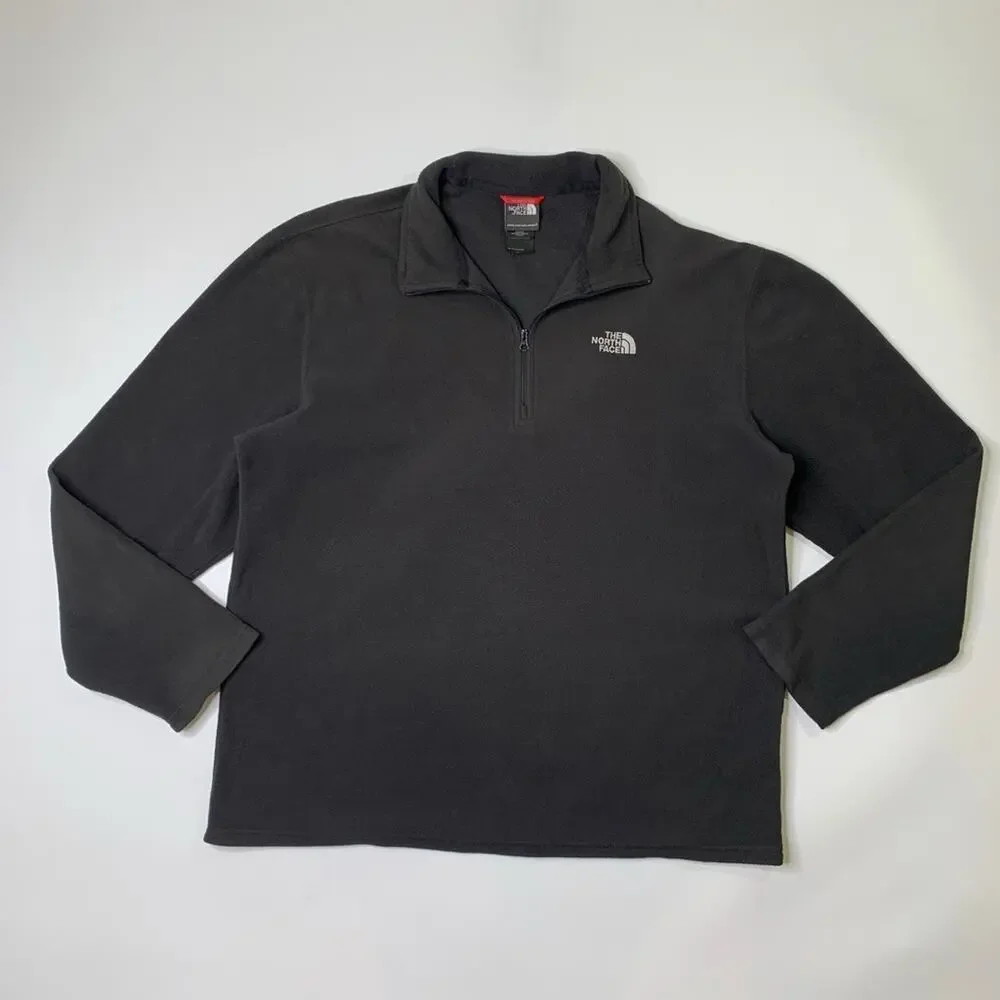 The‎ North Face Sweater Mens L Large Black Glacier 1/4 Zip Fleece Fuzzy Pullover